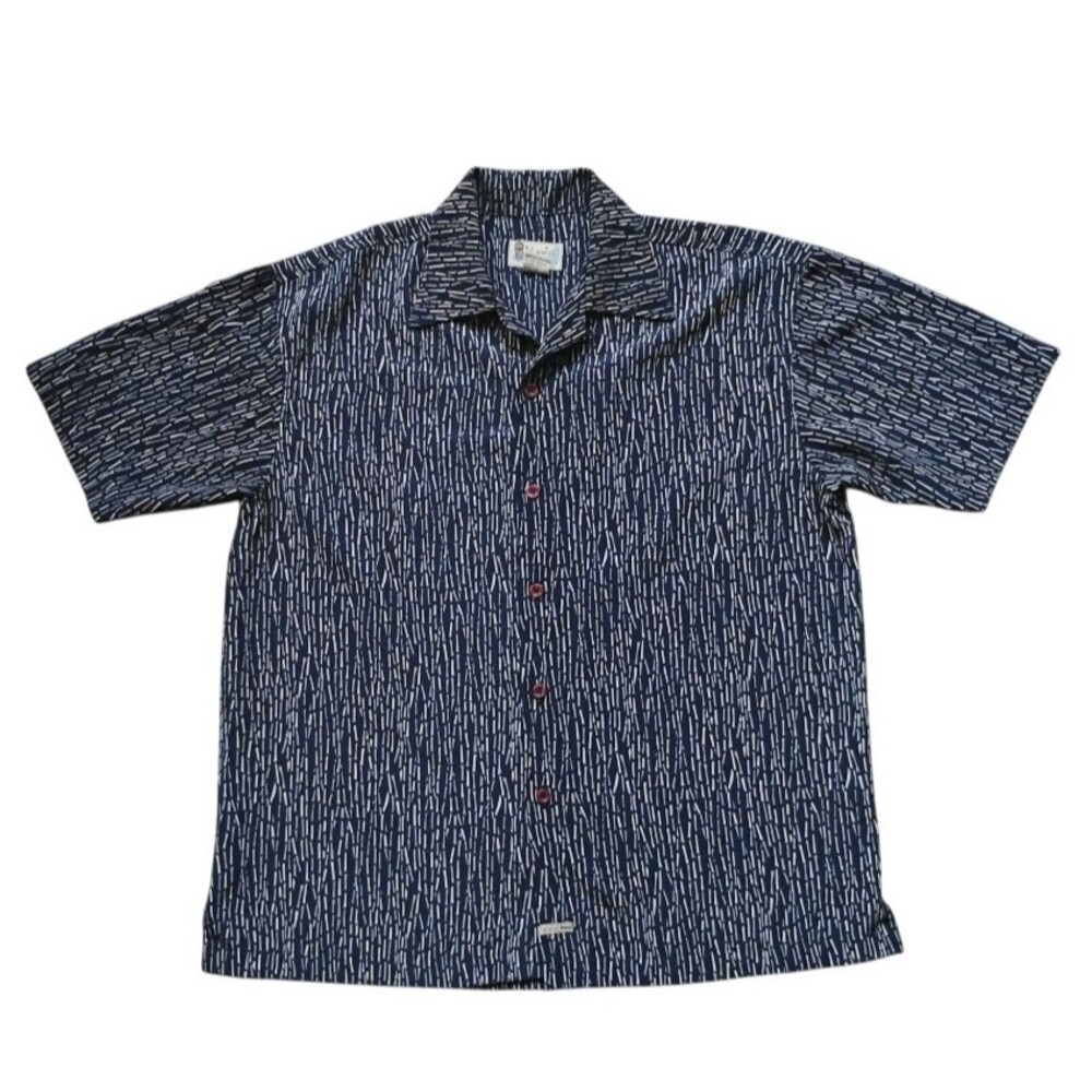 New BC Ethic Lounge Shirt Mens Large Blue Button Up Rockabilly Retro Casual